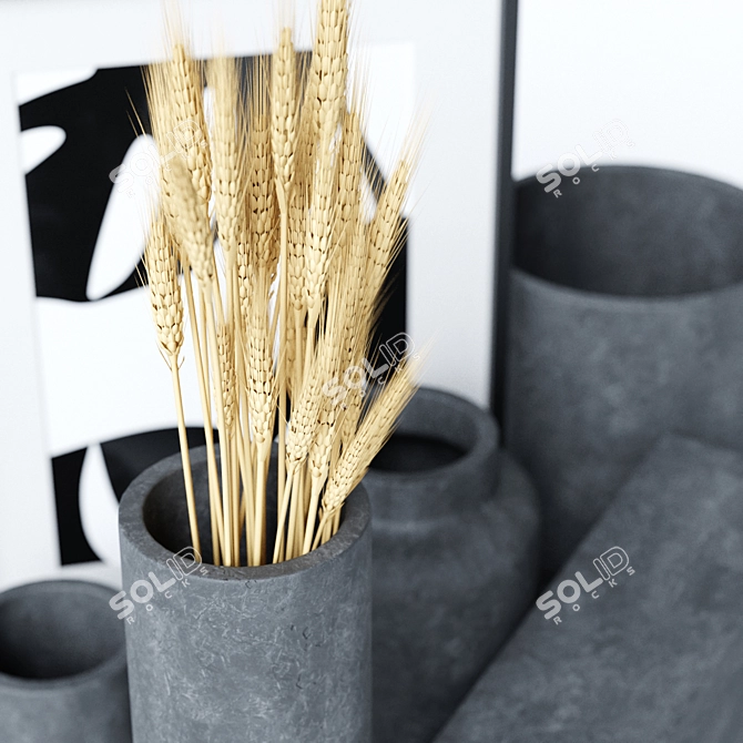 Urban Chic Concrete Vases & Pots 3D model image 2