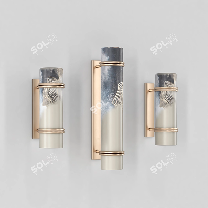 Sleek Metallic Wall Light 3D model image 1