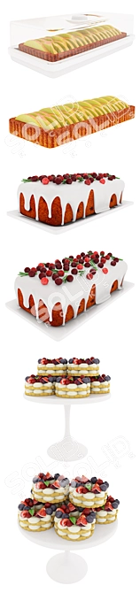 Delicious Fruit Berry Cake Collection 3D model image 2