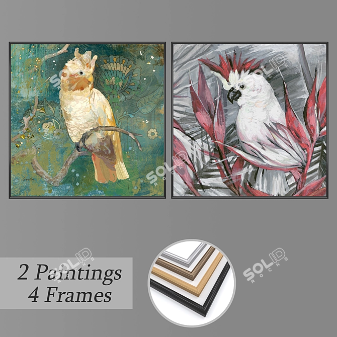 Versatile Wall Art Set: 2 Paintings, 4 Frame Options 3D model image 1