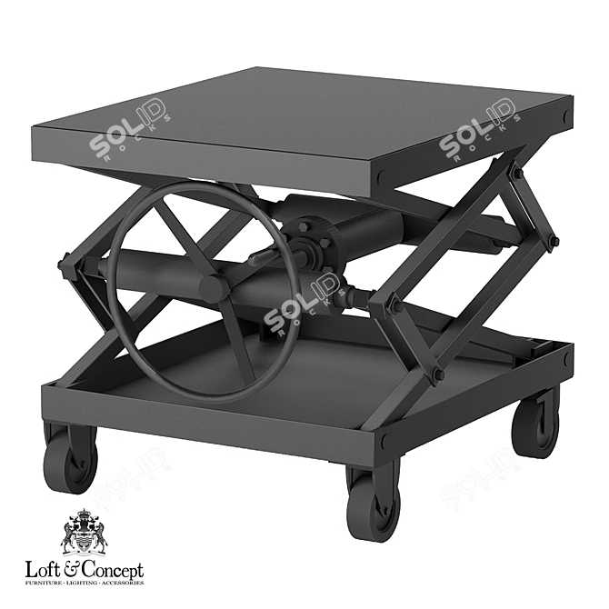 Industrial Lift Table: Loft Iron Restoration Hardware 3D model image 1