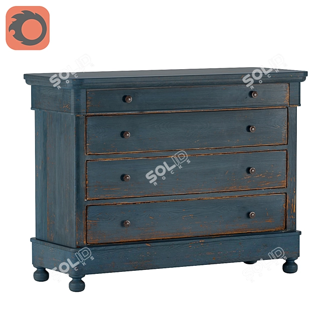 French Blue Waves Cabinet | Sarreid | Stylish Storage Solution 3D model image 1