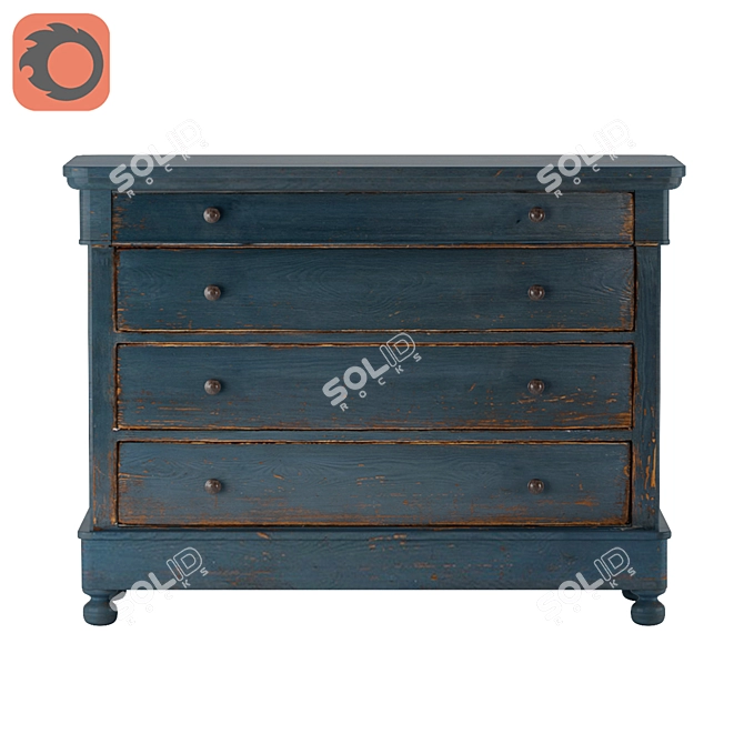 French Blue Waves Cabinet | Sarreid | Stylish Storage Solution 3D model image 2