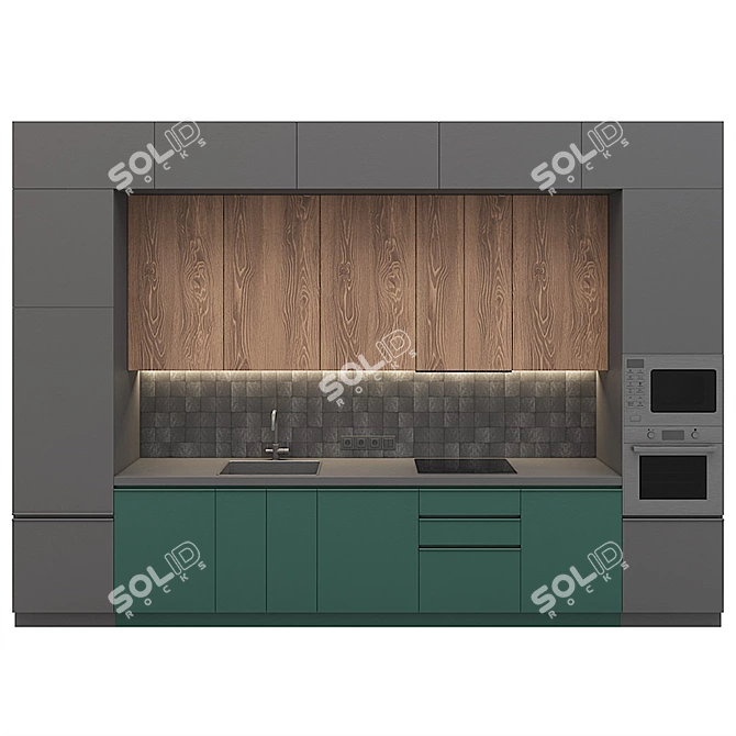 Sleek Backlit Kitchen: 3Ds MAX 2014, Export.FBX & OBJ 3D model image 1