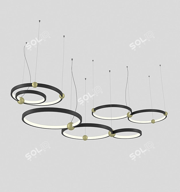 Galaxy Bronze Pendant Chandelier 3D model image 2