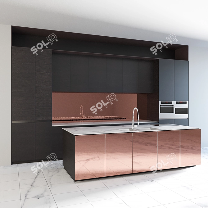 Sleek Black Kitchen: 3DMax2016 3D model image 2