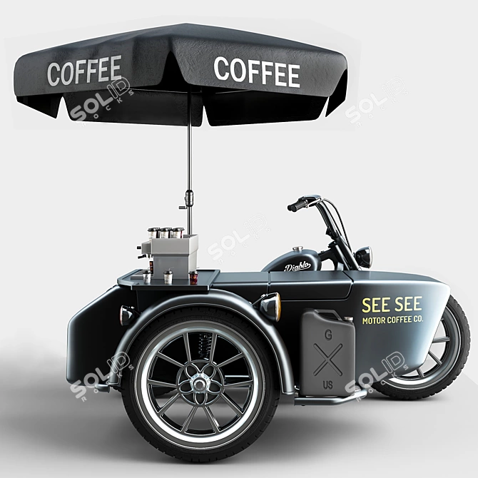 Ride & Roast: Motorcycle Coffee 3D model image 2