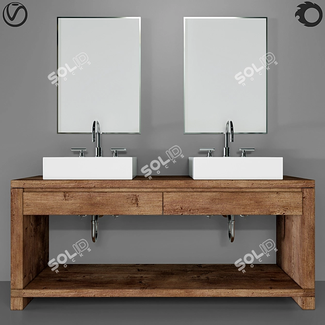 Modern 4-Piece Bathroom Furniture Set 3D model image 1