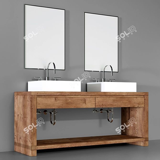 Modern 4-Piece Bathroom Furniture Set 3D model image 2