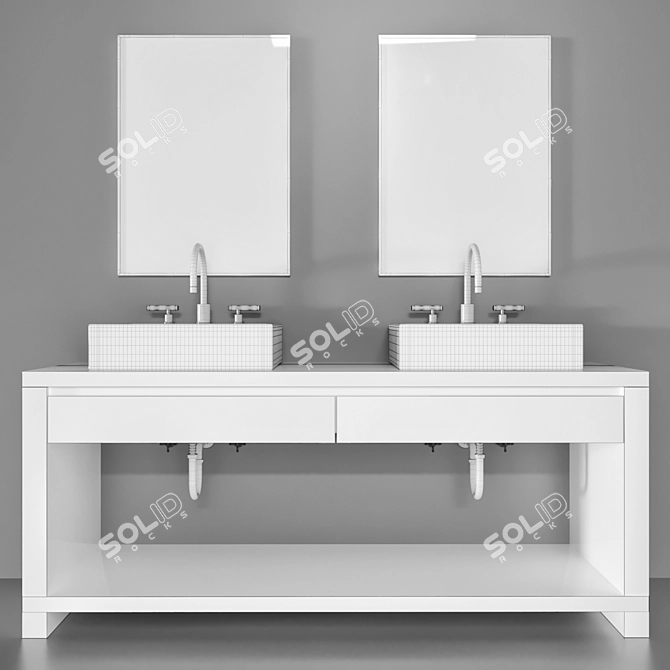 Modern 4-Piece Bathroom Furniture Set 3D model image 4