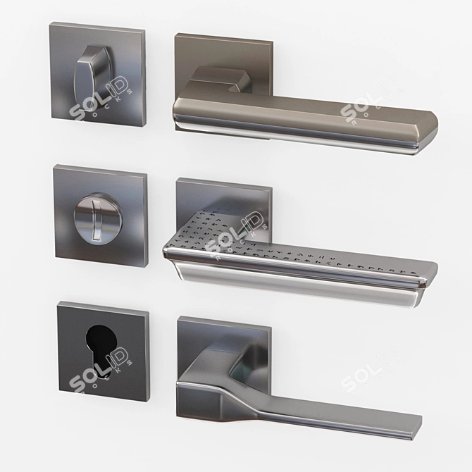 Armadillo Urban Collection: Matrix, Grand & Groove Door Handles 3D model image 1