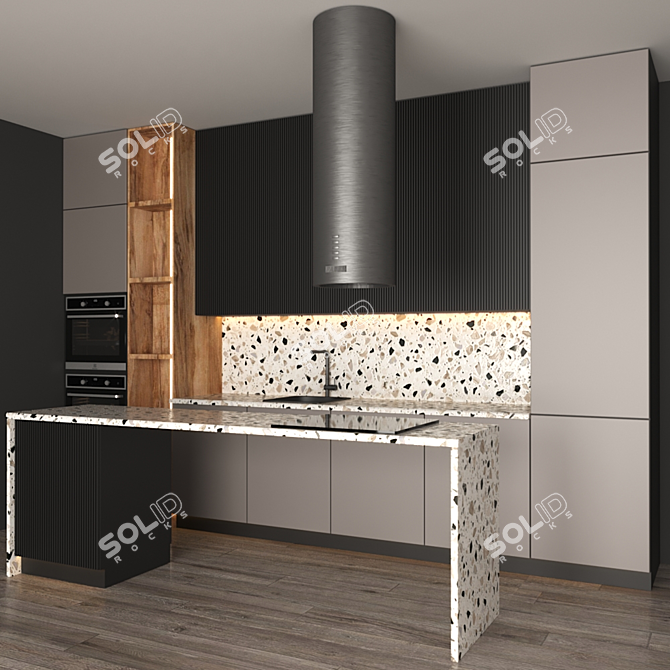 Modular Kitchen 4000mm: Blanco Faucet, Electrolux Gas & Oven 3D model image 2