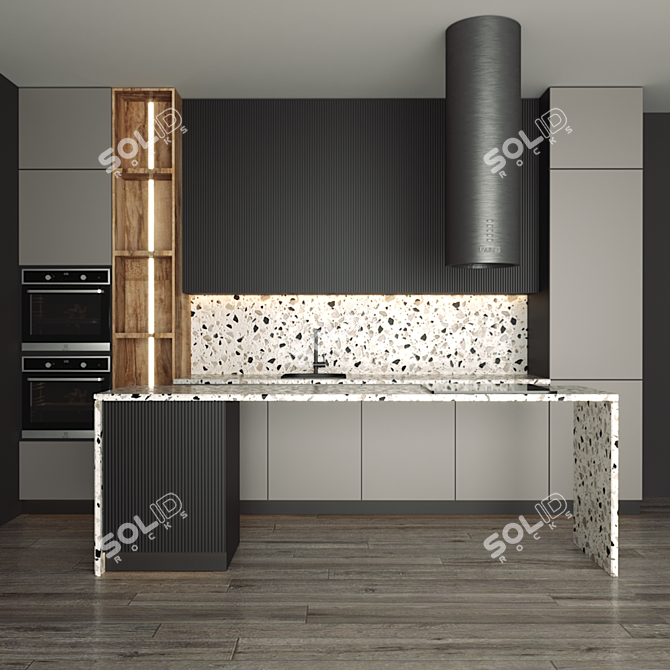 Modular Kitchen 4000mm: Blanco Faucet, Electrolux Gas & Oven 3D model image 4