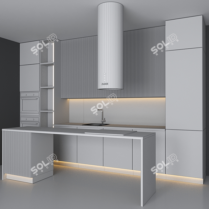 Modular Kitchen 4000mm: Blanco Faucet, Electrolux Gas & Oven 3D model image 5