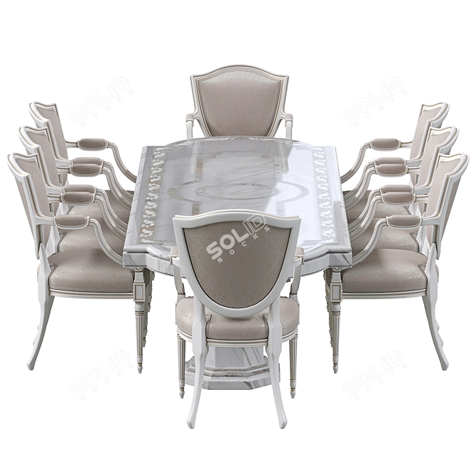 Elegant Dining Set with Marble Table 3D model image 4