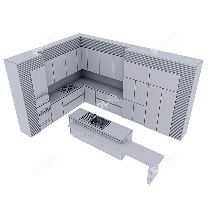 Sleek Modern Kitchen Design 3D model image 4