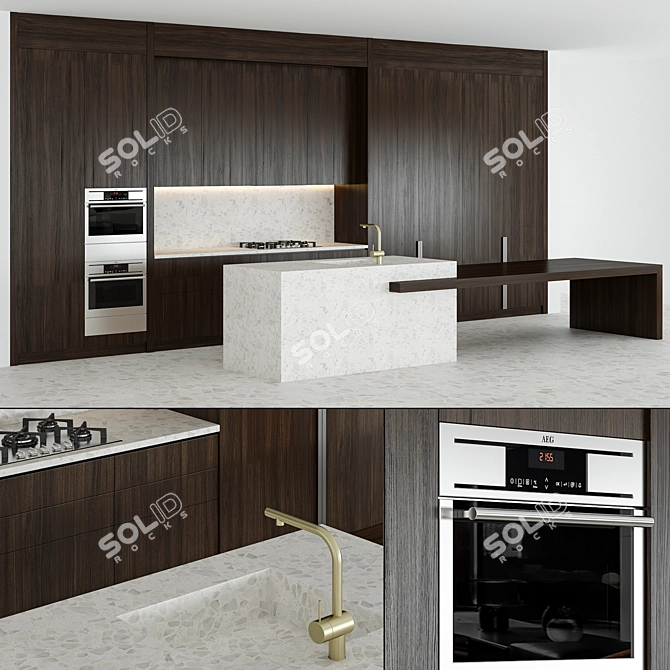 Modern Kitchen Model with 3dsmax2014 & V-ray 3D model image 1