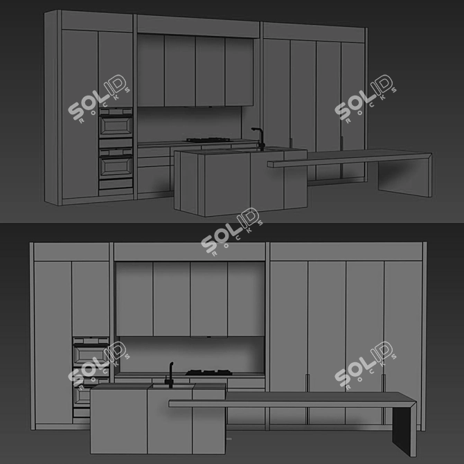 Modern Kitchen Model with 3dsmax2014 & V-ray 3D model image 5