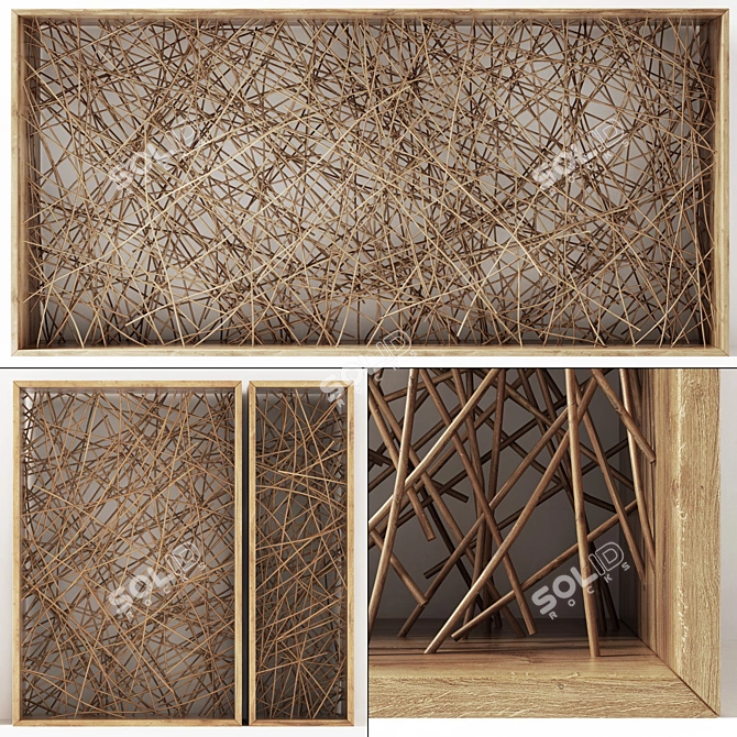 Wicker Wood Partition - Elegant and Functional 3D model image 1