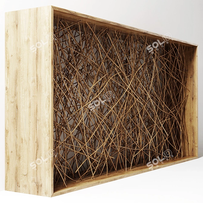 Wicker Wood Partition - Elegant and Functional 3D model image 2