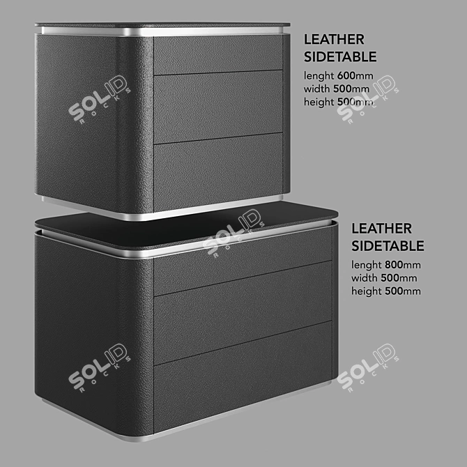 Sleek Leather Side Table 3D model image 3