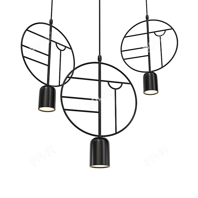 Modern Matte Black Single Pendant Lamp 3D model image 1