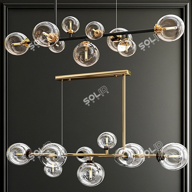 Elegant Gold & Black Glass Pendant Light 3D model image 1