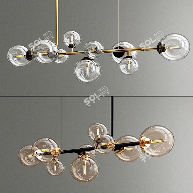 Elegant Gold & Black Glass Pendant Light 3D model image 2