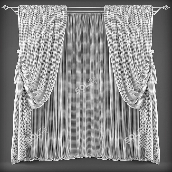 Modern Polys Curtains Set 3D model image 2