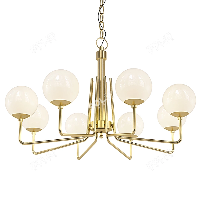 Antique Brass Ray Chandelier 3D model image 1