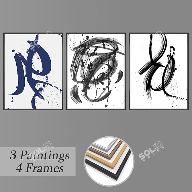 Elegant Wall Art Set 3D model image 1