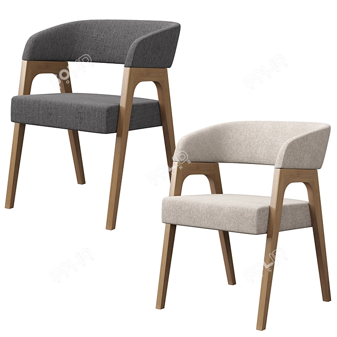Sophisticated Bern Chair: Elegant Comfort in Grey, Beige, and Dark Brown 3D model image 2