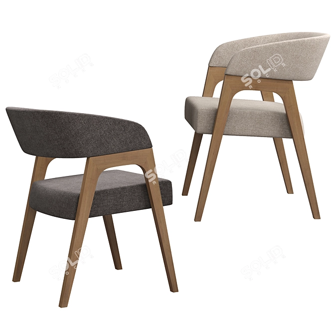 Sophisticated Bern Chair: Elegant Comfort in Grey, Beige, and Dark Brown 3D model image 3