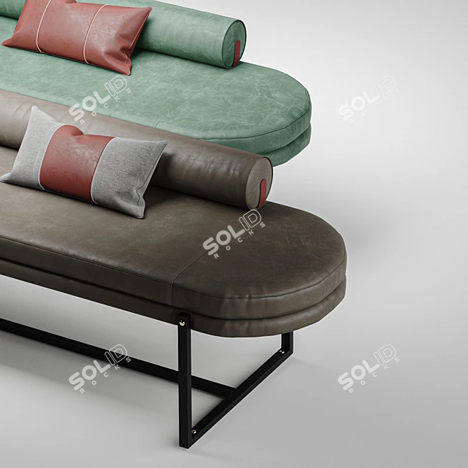 Luxury Leather Bench: Elegant & Durable 3D model image 4