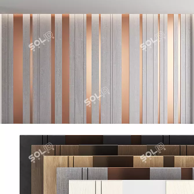 Title: Seamless Wood Textured Decorative Wall Panel Set 3D model image 1