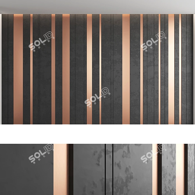 Title: Seamless Wood Textured Decorative Wall Panel Set 3D model image 2