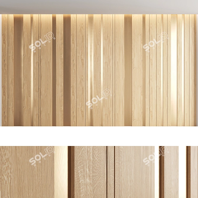 Title: Seamless Wood Textured Decorative Wall Panel Set 3D model image 4