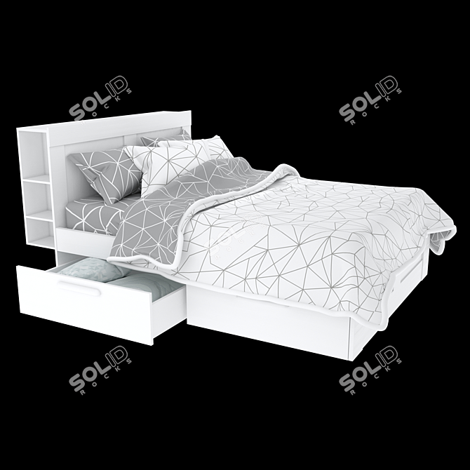 Sleek BRIMNES Bed Frame 3D model image 6