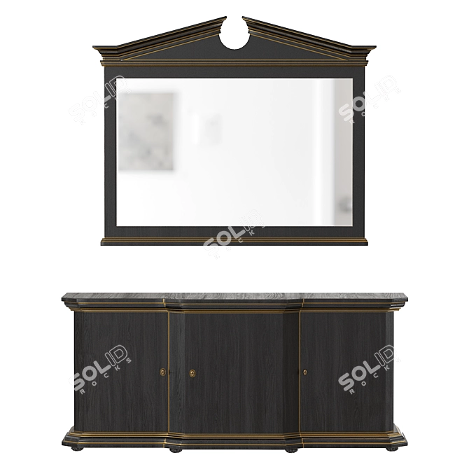 Elegant Vanity Set with Mirror 3D model image 2