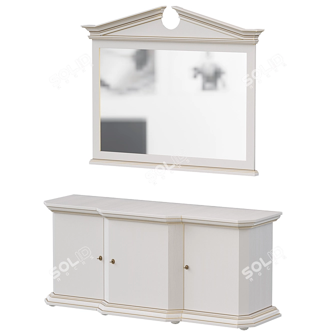 Elegant Vanity Set with Mirror 3D model image 3