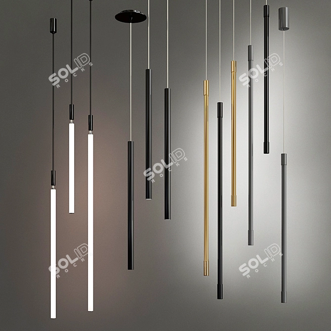 Title: Sleek LED Pendant Lights 3D model image 4