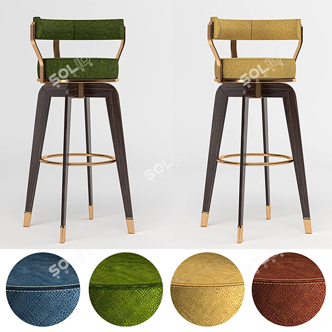 Elegant Mezzo Bar Chair 3D model image 2