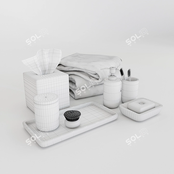 Luxury Black Marble Bath Set 3D model image 3