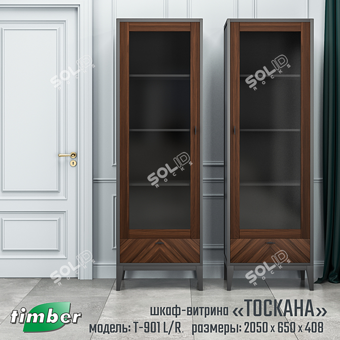 Toskana T-901 L/R Showcase: Elegant Timber-Mebel Solution 3D model image 2