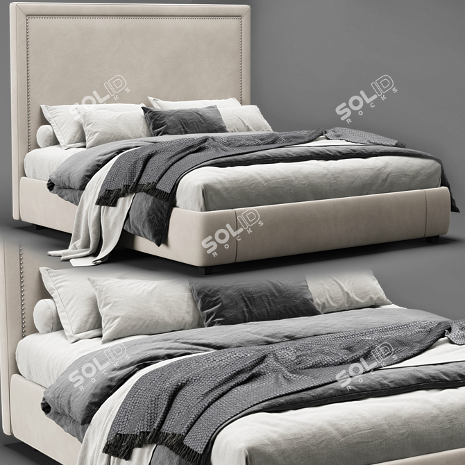 Elegant RH Wallace Fabric Bed 3D model image 1