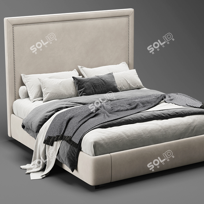 Elegant RH Wallace Fabric Bed 3D model image 4