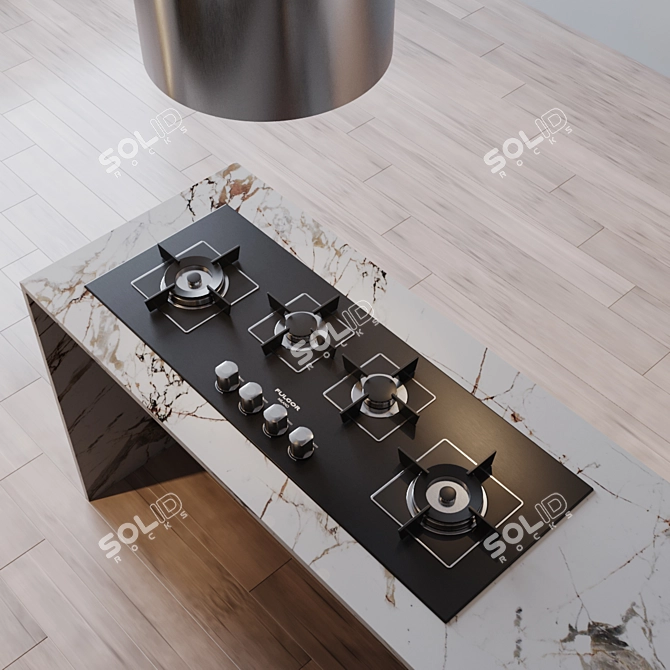 Modern Kitchen Set with Appliances 3D model image 3