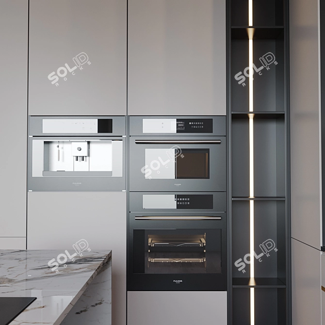Modern Kitchen Set with Appliances 3D model image 4