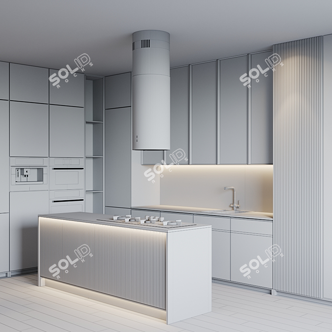 Modern Kitchen Set with Appliances 3D model image 5