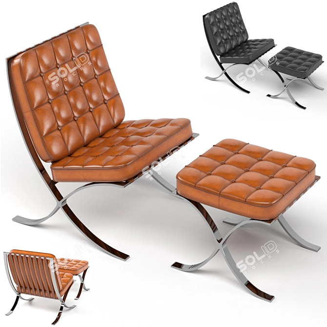 Barcelona Knoll Armchair: Relax in Style! 3D model image 1